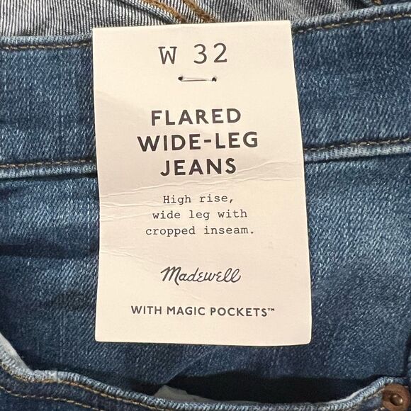 Madewell Flared Wide-Leg Crop Jeans Pelion Wash Blue Stretch Size 32 NWT - Picture 10 of 10